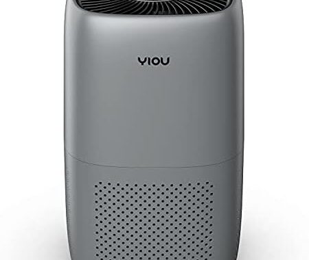 YIOU True HEPA Air Purifier for Large Rooms (Up to 547 ft²) – Ideal for Allergies, Pets, and Smokers, Silent at 24dB, California-Approved, Gray Finish