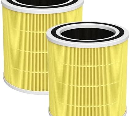 2-Pack Replacement Filters for Purivortex AC400 Air Purifier: H13 True HEPA 3-in-1 Pet Care Filters in Yellow